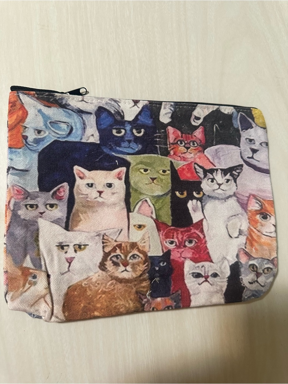 Cat Pattern Zipper Pouch - Multicolor - Picture 2 of 3